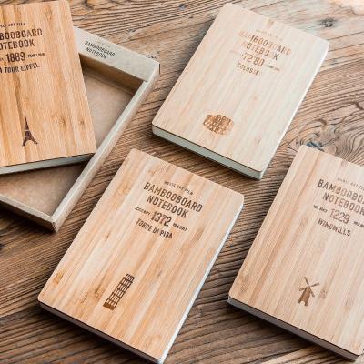 China New Design Eco-friendly Custom Notebook A4/a5/a6 Fashion Logo Wooden Cover Notebook Bamboo for sale