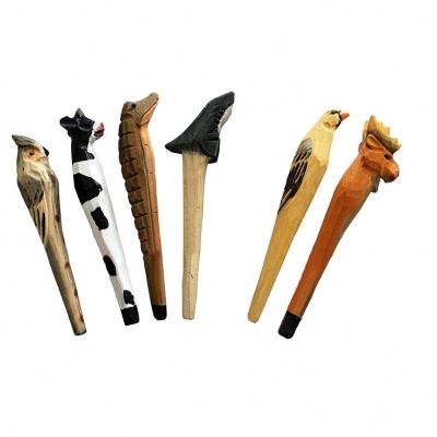 China Trendy Hand Carved Custom Logo Animal Shape Wooden Ballpoint Pen Refill Ballpoint Pen for sale