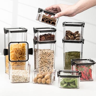 China Stored Box Clear Plastic Jar Lids Airtight Storage Containers Set With Lock Lid Food Container for sale