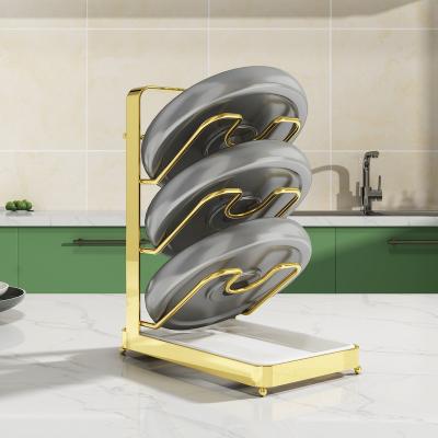 China Hot Selling Viable Wall Mounted or Floor Rack Kitchen Accessories Storage Metal Wok Rack Lid Rack for sale