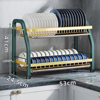 China Double-Layer Sustainable Multi-Function Cardboard Steel Dish Drain Rack Utensils Dryer Rack Dish Drying Rack Kitchen Organizer for sale