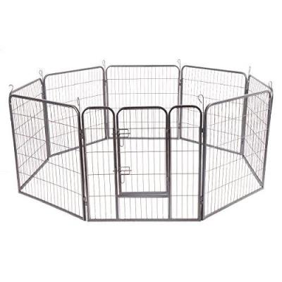 China Large 8 Panel Metal Black Large Dog Playpen Fence Pet Kennel Exercise Crate Heavy Duty Large Playpen Kennel For Dog Run Training for sale