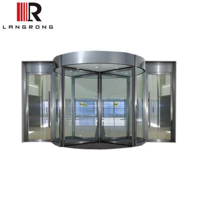 China Automatic Popular Autodoor 4 Wings Tempered Glass Automatic Aluminum Revolving Door for sale