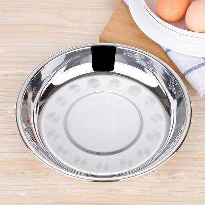 China Sustainable High Quality Round Style 304 Stainless Steel Korean Dinnerware Dishes Dish Dinner Metal Food Serving Dishes for sale