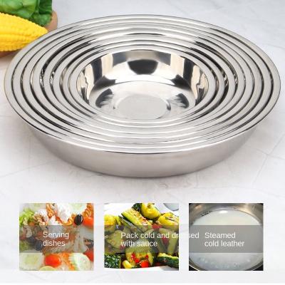 China Sustainable High Quality Round Style 304 Stainless Steel Korean Dinnerware Dishes Dish Dinner Metal Food Serving Dishes for sale