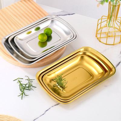 China Sustainable 304 Stainless Steel Grill Tray Rice Tray Rectangular Stainless Steel Dish for sale