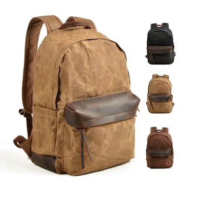 China Other Vintage Canvas Leather Laptop Backpack School Men Camera Traveling Casual Backpack YS-B020 for sale