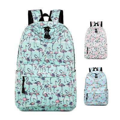 China B1187 Wholesale High Quality Waterproof Flamingo Canvas School Backpack for sale