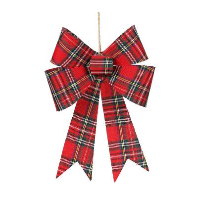 China 2022 Newest PVC+ Plastic Christmas Tree Bowtie Decoration Plaid Red Black Bowknot Festival Celebration Ornament for sale