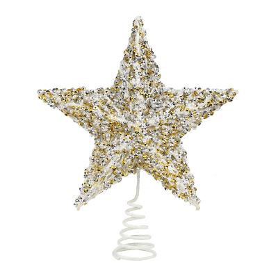 China Christmas Day Decoratiom 12inch Plastic and Iron Christmas Tree Decoration Champagne White Gold Top Supplier Christmas Decorations for sale