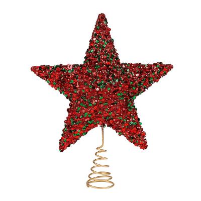 China Decoratiom 12inch Christmas Day Christmas Decorations Top Plastic and Iron Christmas Tree Decoration Champagne Red Green Supplier for sale