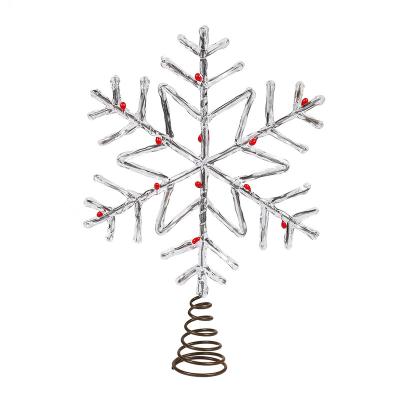 China Christmas Day Decoratiom 12inch Plastic and Iron Christmas Snow Tree Decoration Champagne Top Supplier Christmas Decorations for sale