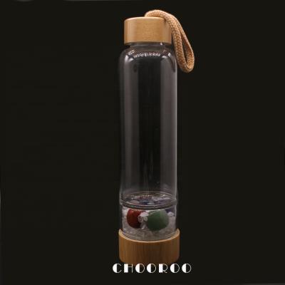 China Europe High Quality Elixir 7 Chakra Healing Stones Drinking Bottle Crystal Glass Natural Water Bottle With String for sale