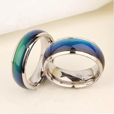 China High Quality Mood CLASSIC Ring For Men And Women, Rainbow Magnetic Water Proof Stainless Steel Temperature Ring For Gifts for sale