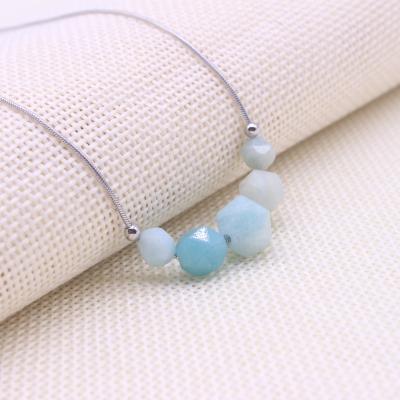 China New Design Healing Stone Natural Healing Amazonite Stone Pendant Diamond Cut Faceted Jewelry Necklace For Women Wholesae for sale