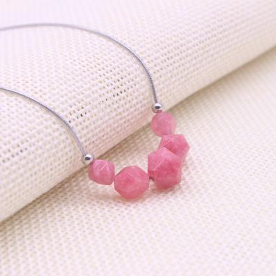 China New Design Healing Stone Natural Healing Rhodochrosite Crystal Pendant Diamond Cut Faceted Jewelry Necklace For Women Wholesae for sale