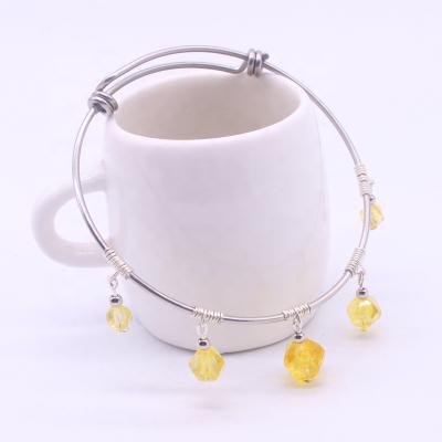 China Natural Gem Stone Bead Pendant Stretch Stainless Steel Bracelets&Bangles For Women As Gifts Wholesale for sale