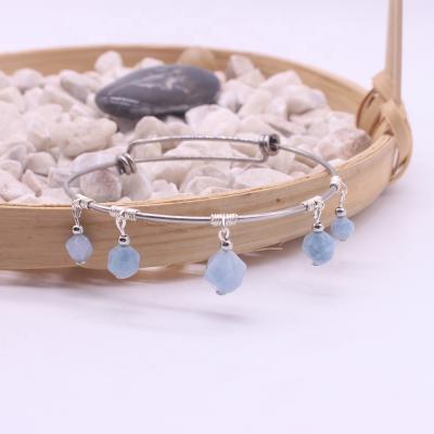 China New Design Stainless Steel Bead Stone Healing Natural Stone Adjustable Increased Blue Green Bracelet Natural Pendant Wire Bracelet Pampers Necklace for sale