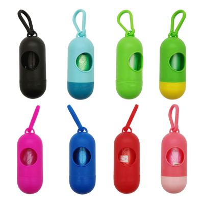 China Sustainable Pet Cleaning Pill Shaped Plastic Poop Bag Dispenser , Wholesale Dog Poop Bags Holder for sale