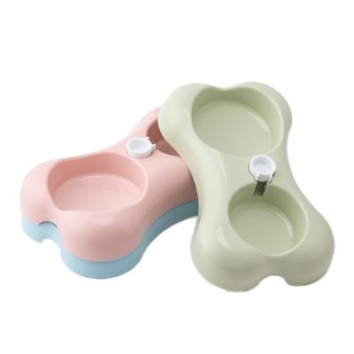 China Sustainable Hot Selling Plastic Bone Shape Dog Bowl , Wholesale Double Dog Water Bottle Bowl for sale