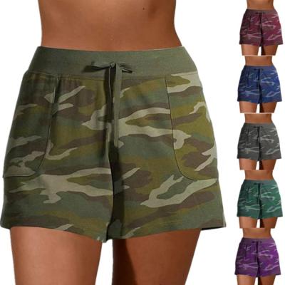 China New Summer Running Anti-Wrinkle Camouflage Elastic Waist Wholesale Gym Sport Women Sweat Shorts for sale