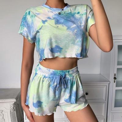 China QUICK DRY Fashion Style Short Sleeves T-Shirts Womens Womens Shorts Ladies Two Piece Set Pants for sale