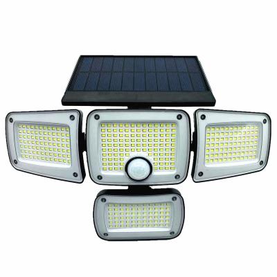 China 2023 Residential Good Quality High Bright Waterproof 4 Heads All In One Solar Garden Security Flood Light With Motion Sensor for sale