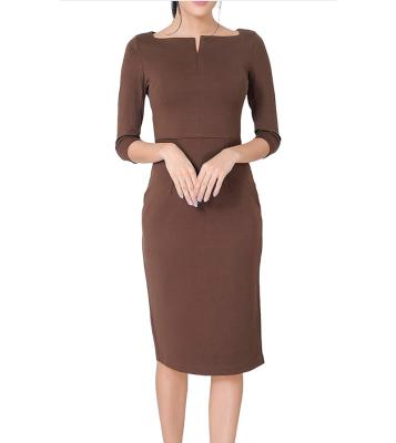 China Breathable Latest Fashion Formal Office Work Dress Womens Uniform Designs Dresses for sale