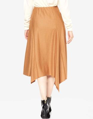 China Breathable Women High-waisted Irregular Suede Midi Dress for sale