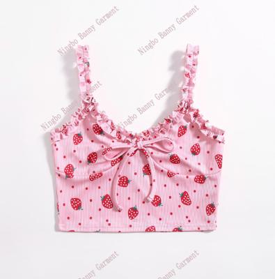 China Women Sweet Strawberry Tendr Crop Graphic Top for sale