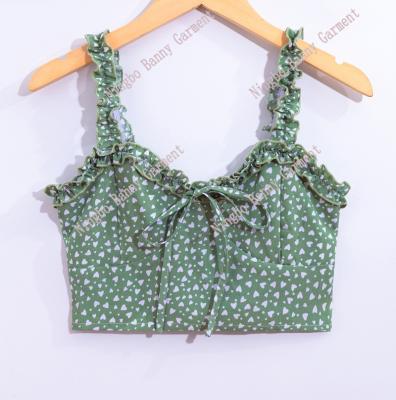 China Women Heart Print Tendril Soft Crop Top for sale