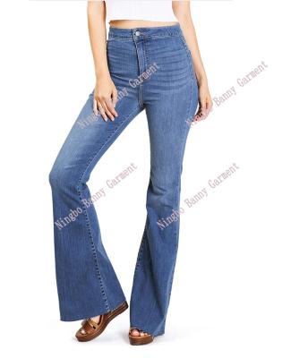 China Breathable Women Elastic Flare Jeans for sale