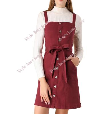 China Anti-Static Women Denim Dress With Strap for sale