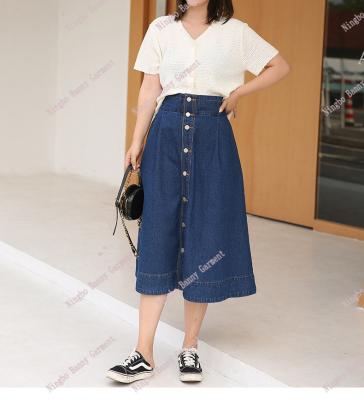 China Women Anti-Static Front Breasted Denim Skirt for sale