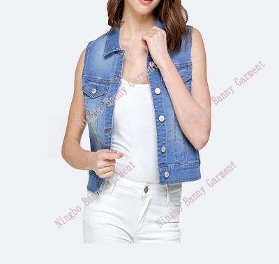 China Factory Direct Sale Breathable 2021 Women's Sleeveless Denim Jacket for sale