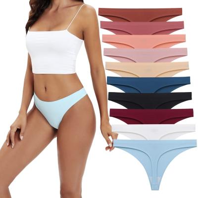 China Anti-Bacterial Comfortable Breathable Sexy Seamless Solid Color Seamless Women briefs Panties Women's Underwear Plain lady's G-String Thong for sale