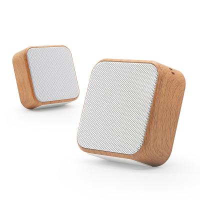 China No mini speaker A70 new design stereo style wireless wood cover portable bluetooth speaker for sale