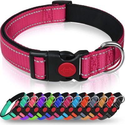 China Custom Padded Logo Nylon Designers Dog Collar Neoprene Padded Adjustable Tactical Personalized Dog Collars for sale