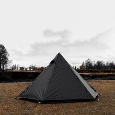 China Extended Type Large 8 Person Double Layer Teepee Tent Pyramid Yurt Outdoor Black Waterproof Canvas Tent Ultralight Glamping for sale