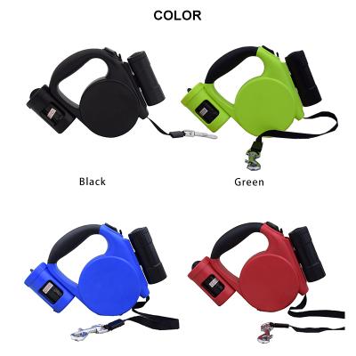 China 2021 New Arrival Custom Automatic Led Dog Collar And Interesting Retractable Leash Dog Leash With Waste Bag for sale