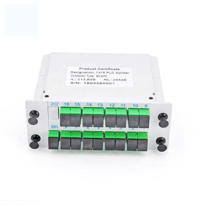 China FTTX 1*8 2*8 Fiber Optic Green SC APC Cassette PLC Plug-in Splitter for sale