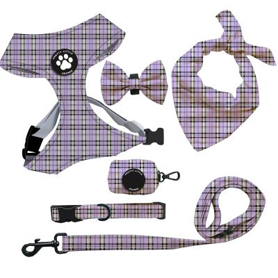 China Best Price Personalized Custom Dog Harness With Matching Bandana Set Collar Leash Bow Tie Dog Harness Set for sale