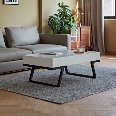 China High quality Nordic simple elegant rectangle white coffee table with one drawer for modern living room for sale