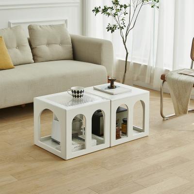 China Elegant Nordic Style Coffee Table Set Coffee Tables With Glass And Square Wood Coffee Table Set Bedroom Night Stand For Living Room for sale