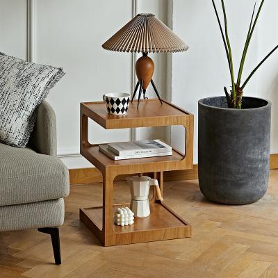 China Sofa Side Wood Side Living Room Direct End Tables Elegant Factory 3 Row Storage Shelf Table for sale