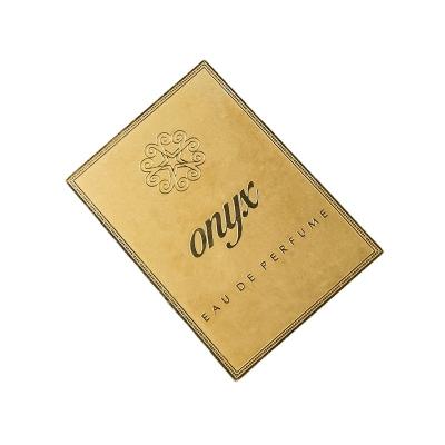 China Europe Popular New Design Exquisite Perfume Package Metal Name Tag Gold Rectangle Stainless Steel Nameplate for sale