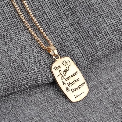 China FASHIONABLE Personalized Custom Silver Gold Plated Stainless Steel Letter Pattern Frame Jewelry Chain Pendant Necklace Nameplate for sale