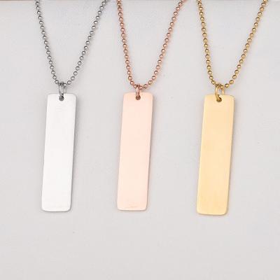 China FASHIONABLE Personalized Nameplate Necklace Stainless Steel Gold Plated Custom Engraved Logo Pendant Nameplate for sale