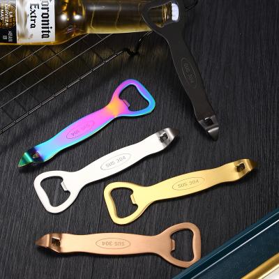 China Wholesale Custom Viable Logo Bar Blade Blank Brushed Metal Stainless Steel Beer Bottle Cap Opener With Packing Box for sale