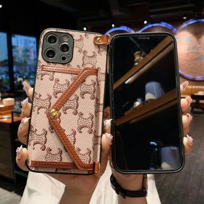 China Shockproof For iPhone 13 Branded Luxury Leather Phone Cases For Huawei P40 pro With Strap Coin Purse for sale